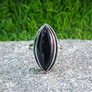 Natural Black Onyx Ring, Handmade Ring, 925 Sterling Silver Ring, Statement Ring, Gift For Her, Anniversary Ring, Mother&#39;s Day