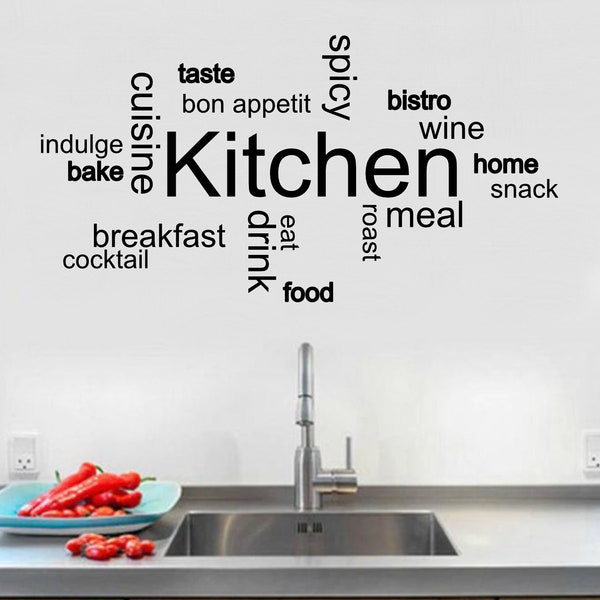 Kitchen Word Wall Art Sticker Vinyl Decal | Kitchen Wall Art | Dining Room Wall Art Sticker