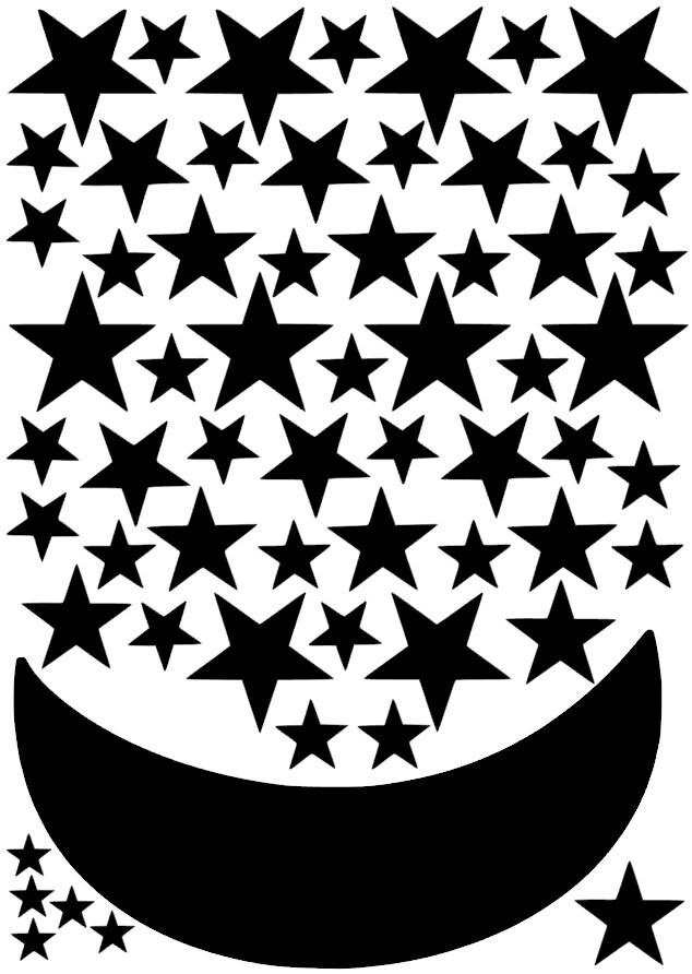 Stars & Moon Wall Decal Stickers Star Wall Decals with Half Etsy