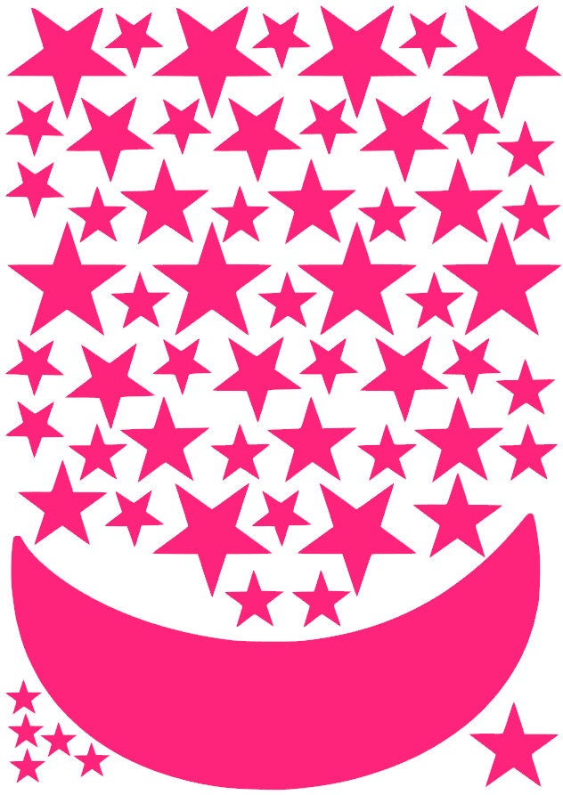 Moon and Stars Wall Sticker Moon Wall Sticker Star Wall Etsy UK