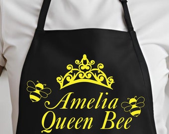 Delantal personalizado de abeja reina / Abejorros personalizados y regalo de horneado de cocina de corona