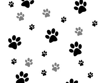 Paw Print Vinyl Wall Decals: Toy Box, Car Stickers
