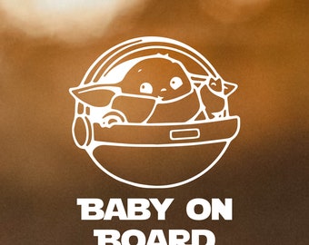 Calcomanía de vinilo personalizada de Bebé a bordo de Star Wars Grogu para coche