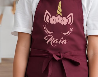 Delantal infantil personalizado con nombre y unicornio / Delantal infantil personalizado