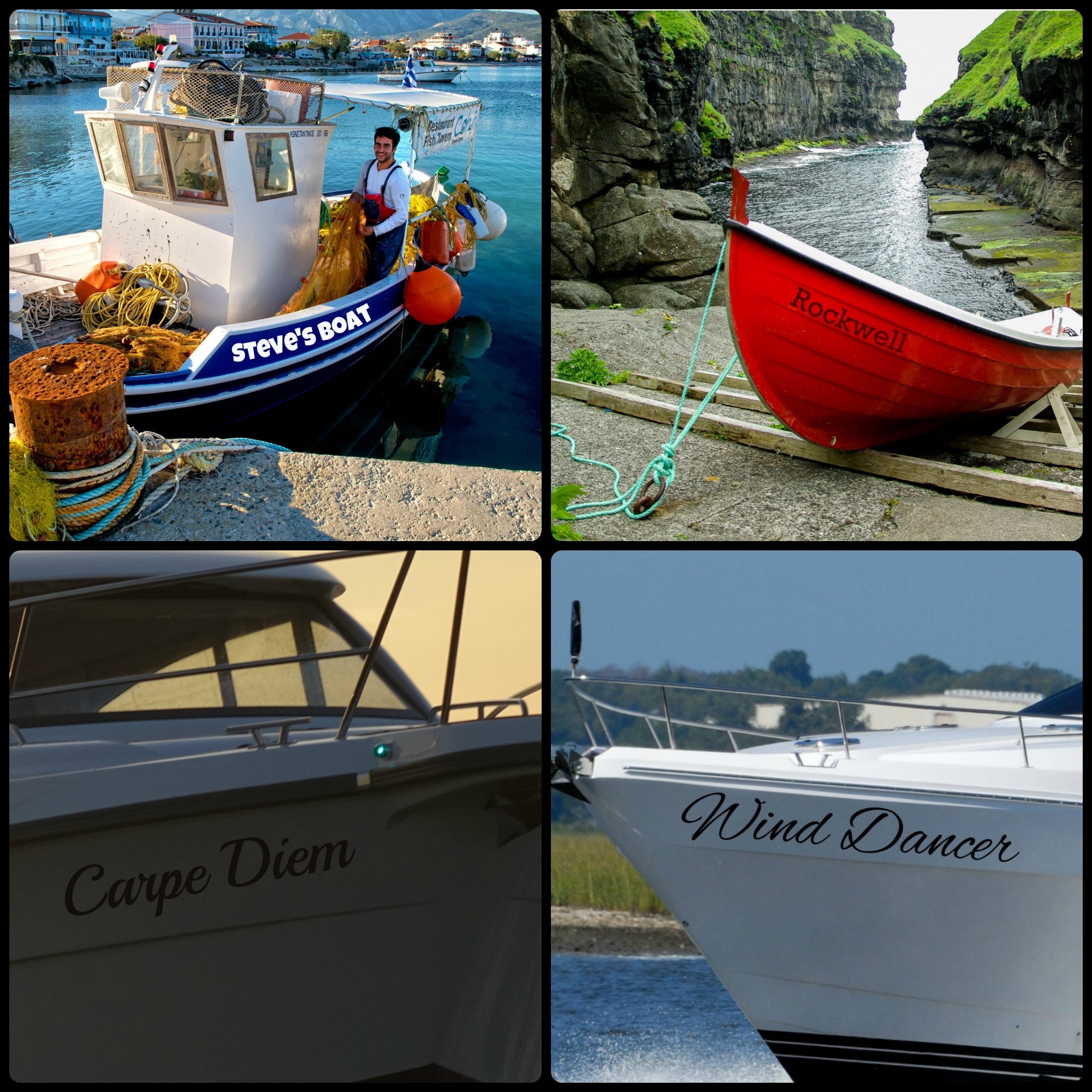 Fishing Boat Vinyl Sticker Pack of 4 Personalised Stickers Etsy