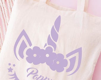 Bolsa de unicornio personalizada. Ideal para niñas, con nombre o color. Pijama para niñas.