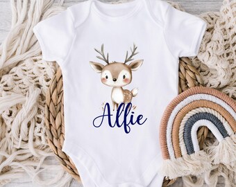 Body de reno personalizado para bebé (cualquier nombre o frase)