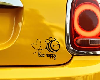 Bee Happy Car Sticker BumbleBee Vinyl Decal