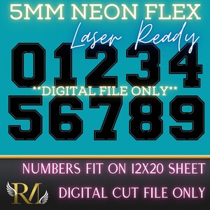 Neon Flex nummerset - passar på 12x20 ark - 0 till 9 - Skapa din egen skylt - DIY Neon Flex - SVG för lasrar - Födelsedag - Bröllop - Alla tillfällen