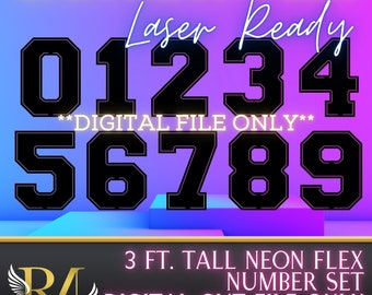 3 Foot Neon Number Set- 0 through 9- Make Your Own Neon Flex Sign- DIY Neon Flex- SVG for Lasers- Birthday- Wedding- All Occasions
