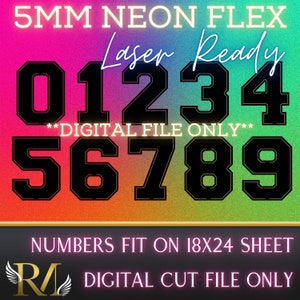 Neon Flex Number Set- Fits 18x24 Material- 0 through 9- Make Your Own Neon Sign- DIY Neon Flex- SVG for Lasers- All Events and Occasions