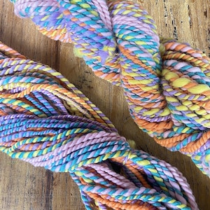 Handspun Yarn, Fractal Yarn, Art Yarn, Handspun Gradient Yarn, Chain Plied Yarn, Super Chunky Yarn, Pastel Yarn