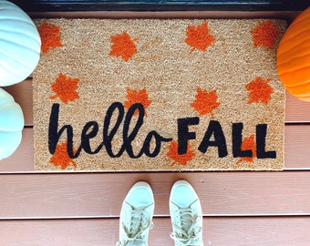 Hello Fall | Fall welcome mat | Fall decor | Cute doormat | outdoor mat |