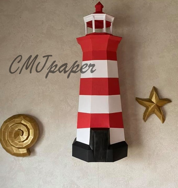 Papercraft Decor Phare Coquillage Etoile De Mer Mural A Etsy