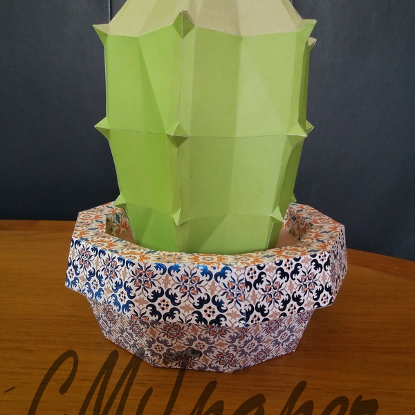 PAPERCRAFT CACTUS – A réaliser vous-même ! Sculpture de cactus en papier, Papier 3D, origami, DIY, Papercrafting, Papercraft Template cactus