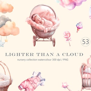 Baby Mädchen, Aquarell Clipart, Neugeborenen PNG, Mädchen, Kinderzimmer, Babyspielzeug, Babykleidung, digitaler Download, Postkarte