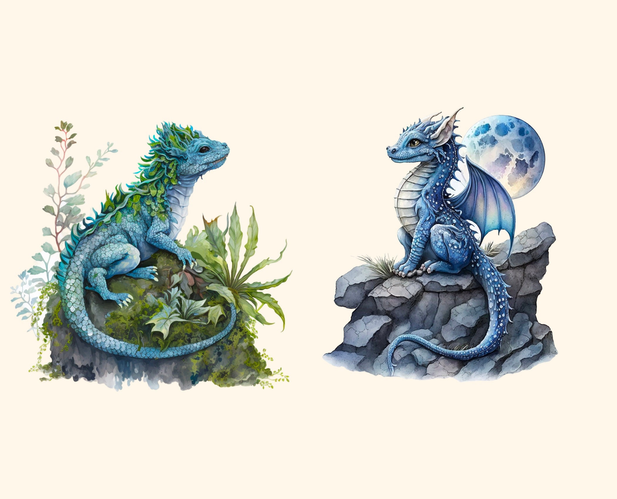 Baby Dragons Clipart Watercolor Png Cute Blue Baby Dragon - Etsy