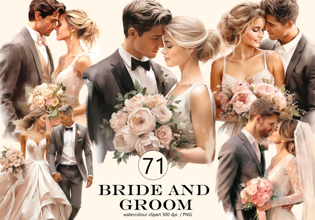 Bride and Groom Wedding Clipart Watercolor, A Wedding Dance, Honeymoon