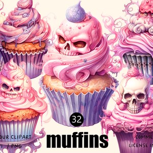 Halloween Muffins Dessert Menü Clipart Aquarell Png, Zombie Club, Halloween Kuchen Illustration Set, Aufkleber, Scrapbook, Junk Journal