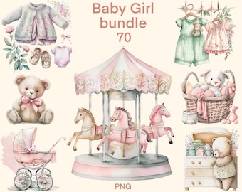 Bambina, clipart acquerello, bambini appena nati PNG, ragazza, arredamento per la cameretta dei bambini, giocattoli per bambini, vestiti per bambini, download, illustrazione, uso commerciale