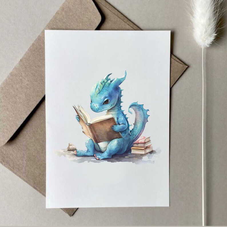Baby Dragons Clipart Watercolor Png Cute Blue Baby Dragon - Etsy