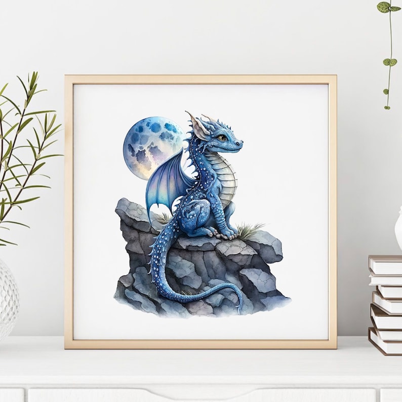 Baby Dragons Clipart Watercolor Png Cute Blue Baby Dragon - Etsy