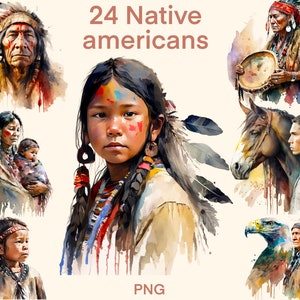 Indianer Aquarell Clipart png, Schamane, Digitaldruck, Illustration, Scrapbook, Junk Journal, Papierhandwerk, Teppich Tufting