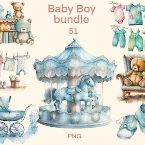 Bebé niño, clipart de acuarela, niños recién nacidos PNG, niño, decoración de guardería, juguetes de bebé, ropa de bebé, descarga digital, ilustración, postal