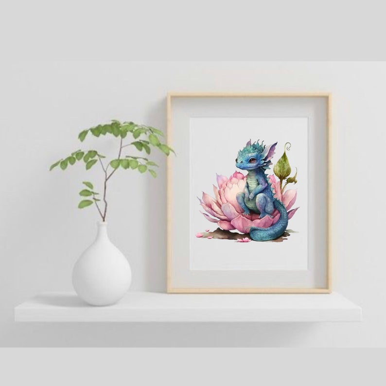 Baby Dragons Clipart Watercolor Png Cute Blue Baby Dragon - Etsy