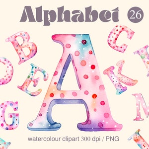 Alphabet Baby-Aquarell, Babyparty, Neugeborene PNG, Mädchen, kinderzimmerdekor, Babyspielzeug, Babykleidung, digitale Illustration