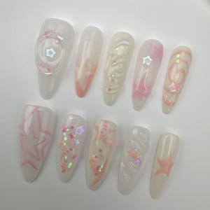 3D Star Press On Nails: Custom Flake Nail Art