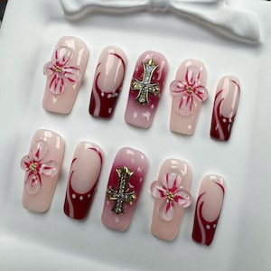 3D fluorescent flower nails/custom press on nails/party press on nails/Flakes for nails/wedding nails gift/Japanese nails/Long nails