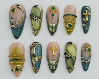 Presse magique princesse faite main, décoration d'ongles en gel personnalisée