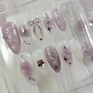 custom press on nails/party press on nails/Flakes for nails/wedding nails gift/Japanese nails/Long nails/Almond nails/y2k style Nails