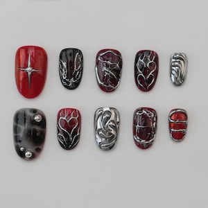Hand drawn  nails/party press on nails/Flakes for nails/wedding nails gift/Nails Art Gel Nails/balletcore nails/Cutte nails