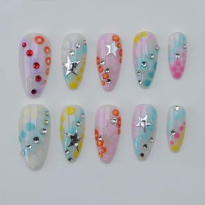 Hand Drawn Press On Nails: Balletcore Party Nails