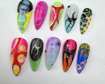 Custom Press On Nails/Glitter Nails/Sparkle Nails/Brown Nails/Star Nails/3D Gold Chrome nail/Fall Nails/gift for her/Cat eye color nail