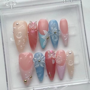 3D Nails/party press on nails/Flakes for nails/wedding nails gift/Japanese nails/Long nails/Almond nails/y2k style Nails