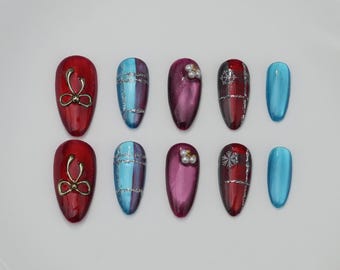 Handgemaakte vakantie nagels, feest bruiloft nagels