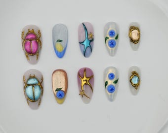 Handgemaakte pers op nagels, feest bruiloft nagels