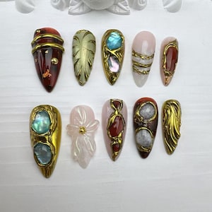 Custom Press On Nails: Balletcore Flakes, Handmade Gel Nail Art