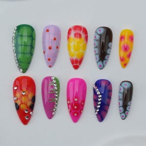 Hand drawn  nails/party press on nails/Flakes for nails/wedding nails gift/Nails Art Gel Nails/balletcore nails/Cutte nails