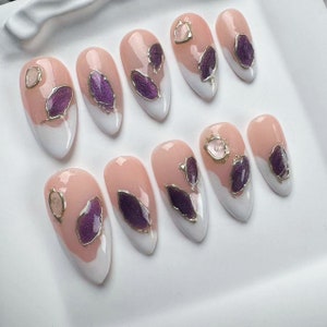 custom press on nails/party press on nails/Flakes for nails/wedding nails gift/Japanese nails/Long nails/Almond nails