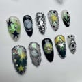 custom press on nails/party press on nails/Flakes for nails/wedding nails gift/Japanese nails/Long nails/Almond nails