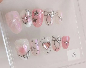 custom press on nails/party press on nails/Flakes for nails/Press on Nails/wedding nails gift/Japanese nails/Accent nails/Acrylic Nails