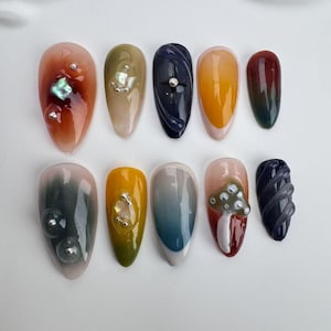 3D nails/custom press on nails/party press on nails/Flakes for nails/wedding nails gift/Japanese nails/Long nails/Almond nails