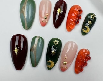 Uñas postizas personalizadas: almendra larga estilo Y2K, uñas para fiesta y boda