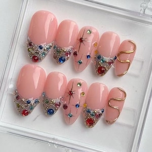 3D Nails/party press on nails/Flakes for nails/wedding nails gift/Japanese nails/Long nails/Almond nails/y2k style Nails