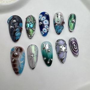 Custom Press On Nails: Balletcore Flakes, Handmade Gel Nail Art