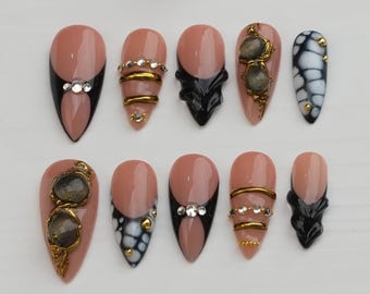 Handmade Gel Press On Nails: Balletcore Flakes, Custom Nail Art